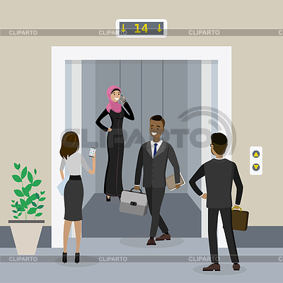 Different business people in an elevator | Stock Vector Graphics |ID 7136881