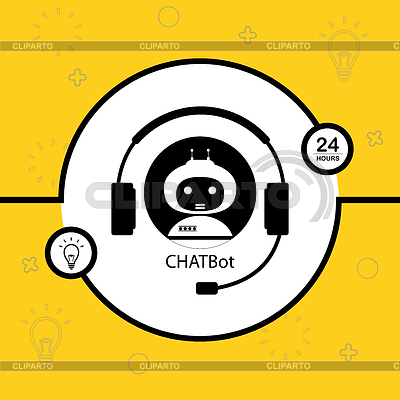 Fondo de concepto de chatbot, robot blanco y negro un | Ilustración vectorial de stock |ID 7240181