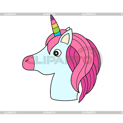 Icono de dibujos animados simple. Cabeza de unicornio de dibujos animados lindo | Ilustración vectorial de stock |ID 7270310