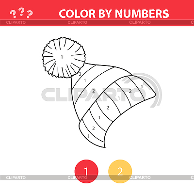 Libro para colorear para niños, sombrero de invierno . Color | Ilustración vectorial de stock |ID 7347292