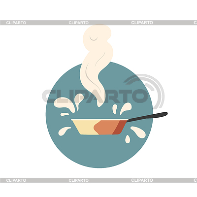 Heiße Bratpfanne mit Tropfen und Dampf, Symbol, | Stock Vektorgrafik |ID 7468405