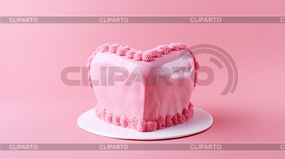 Pink heart shape cake on pink marble background. | High resolution stock illustration |ID 7507690