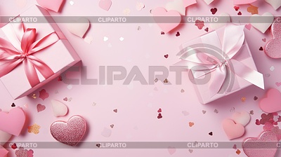 Pink greeting card mockup with gift boxes and | High resolution stock photo |ID 7524580