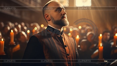 Choirmaster of church choir. Male choir. Blurred | High resolution stock photo |ID 7528397