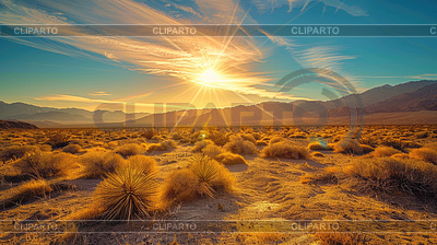 Paisaje desértico con sol ardiente en el cielo | Foto de alta resolución |ID 7549960