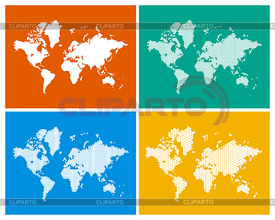 Mapa del Mundo en 4 Estilos | Ilustración vectorial de stock |ID 5318198