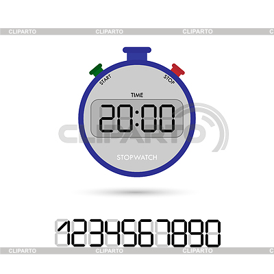Cronómetro electrónico con juego de números para. | Ilustración vectorial de stock |ID 6824604
