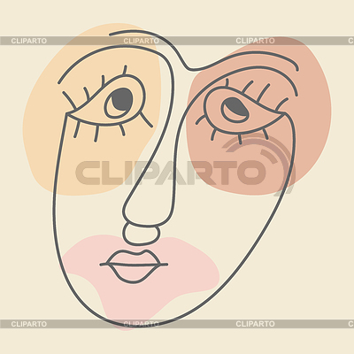 Rostro abstracto en estilo minimalista. Lineal | Ilustración vectorial de stock |ID 7110884